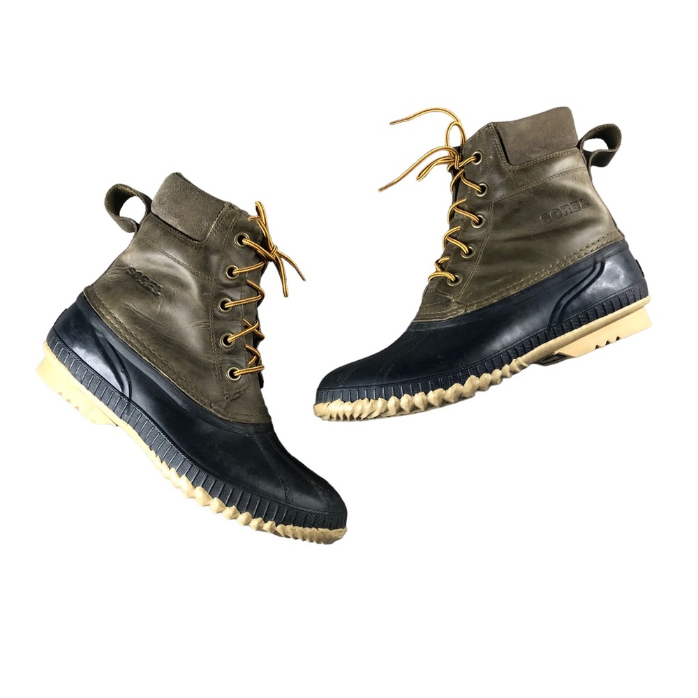 Sorel Mens Sz11 Green/Brown Cheyenne Waterproof Lace Duck Boot